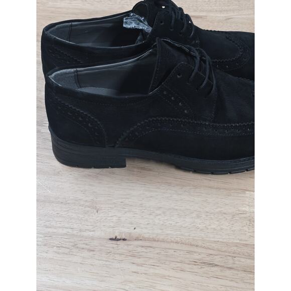 Halis-Men Comfort Men's Black Suede Oxford Wingtip Brogue Lace-Up Formal Shoes - Picture 3 of 8